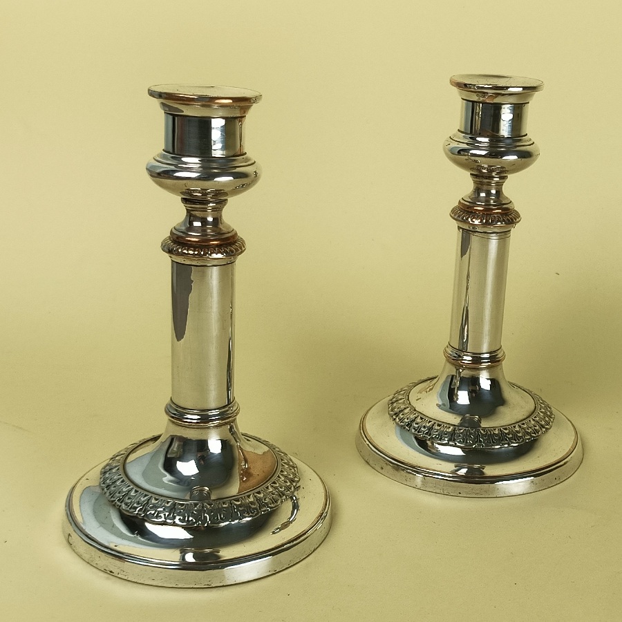 	Pair Of Silver Plate Telescopic Candlesticks